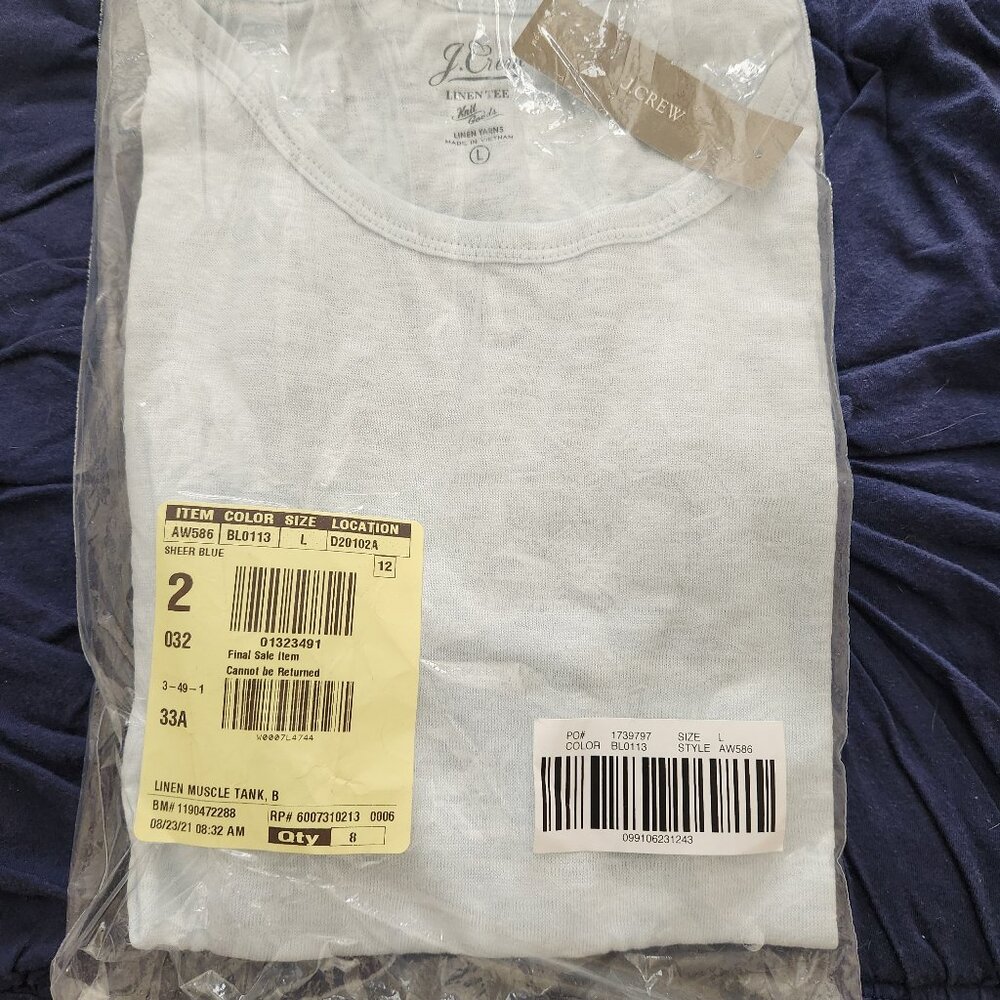 **NWT** J. Crew sheer blue Linen Muscle Tank